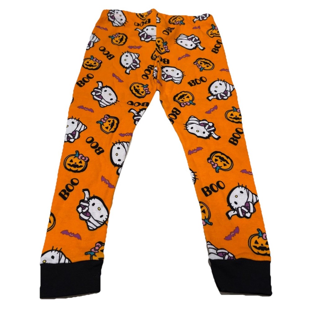 Sanrio Hello Kitty‎ Halloween Pajama Pants Child's Size 4 Orange Black